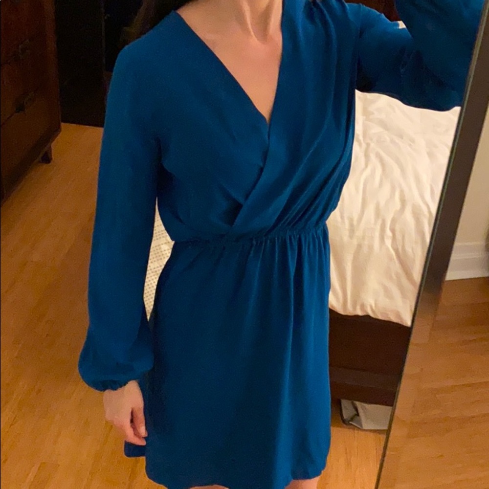 100 percent silk faux wrap style dress